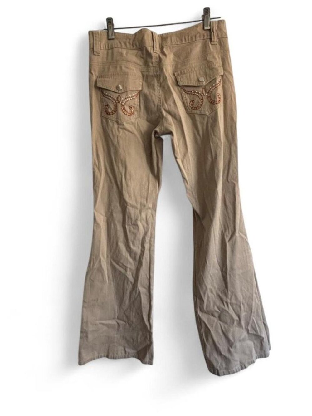 D Jeans Tan Rhinestone Flare Pants Size M